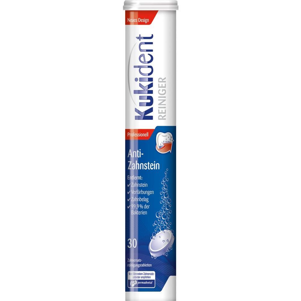 Eine Packung Kukident-Reiniger gegen Zahnstein mit 30 Tabletten.